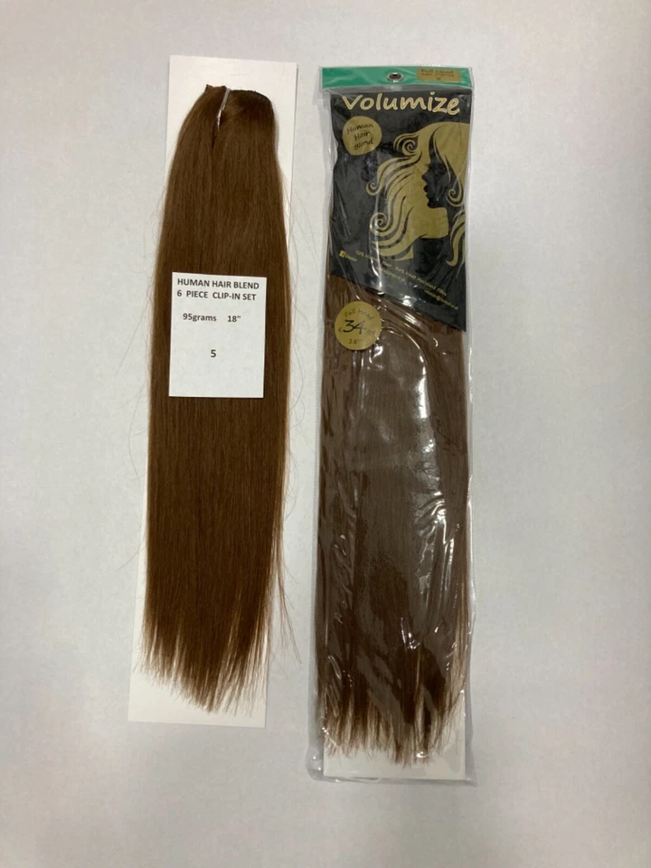 VOLUMIZE / GREEN ENVY Human Hair Blend Extensions 18 Inch 6 Piece Set Colour 5