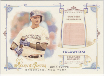 2014 Topps Allen and Ginter Relics #FRBTT Troy Tulowitzki B - NM