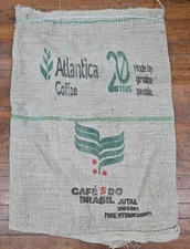 Cafe Do BRASIL Atlantica Coffee Bean Burlap Bag Sack Wall Art 29”x 36"