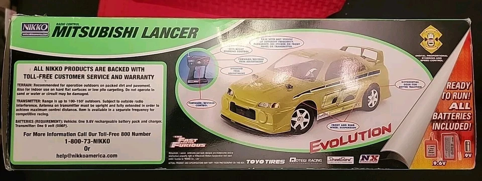 Rare NIKKO The Fast and Furious Mitsubishi Lancer Evolution RC Car - UNTESTED - Image 4 of 4