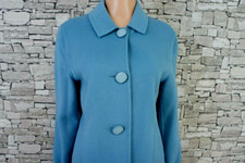 ALEXANDRA BARTLETT DAMEN REINE KOCHWOLLE STRICK BLAZER JACKE KNÖPFE TAUBENBLAU M