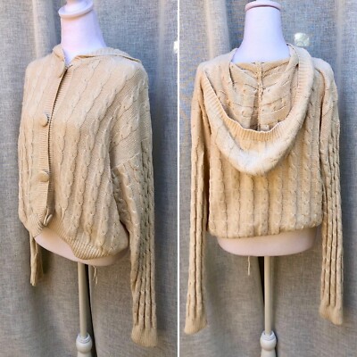 Fenn Wright & Mason off white cream button down hooded cardigan