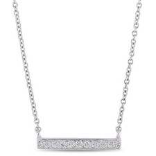 Amour 10k White Gold Diamond Station Clustered Bar Necklace