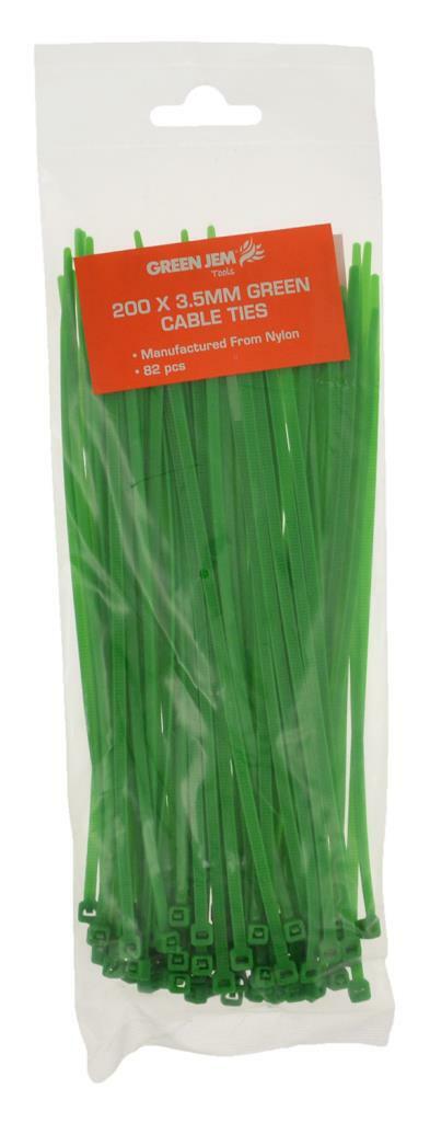 CABLE TIES - TIE WRAPS - GREEN NYLON ZIP TIE 200mm x 3.5mm 82pc