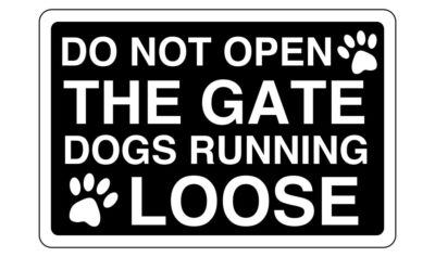 Tür nicht öffnen Hunde laufen lose Schild - PVC, Aufkleber oder Diabond
