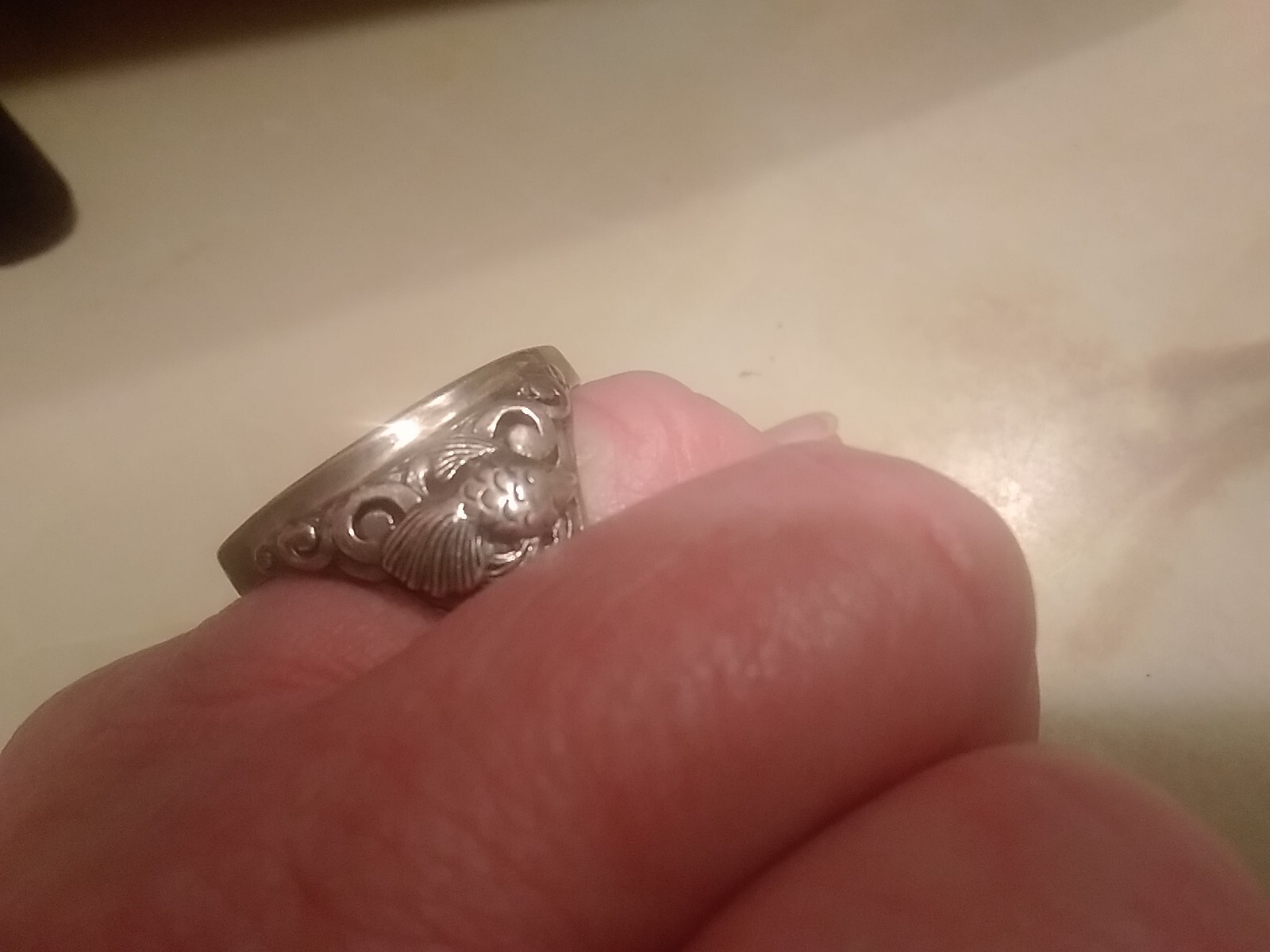 Vintage 925 Fish Abalone Shell Statement   Ring W… - image 7