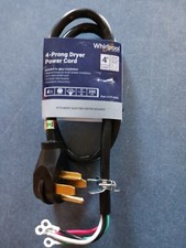 WHIRLPOOL PT400L Four Wire 10 AWG 4 Wire 30-Amp Dryer Power Cord 4 Ft