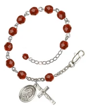 YOU CHOOSE Female Patron Saint Silver Rosary Bracelet Bliss July Birthstone Ruby