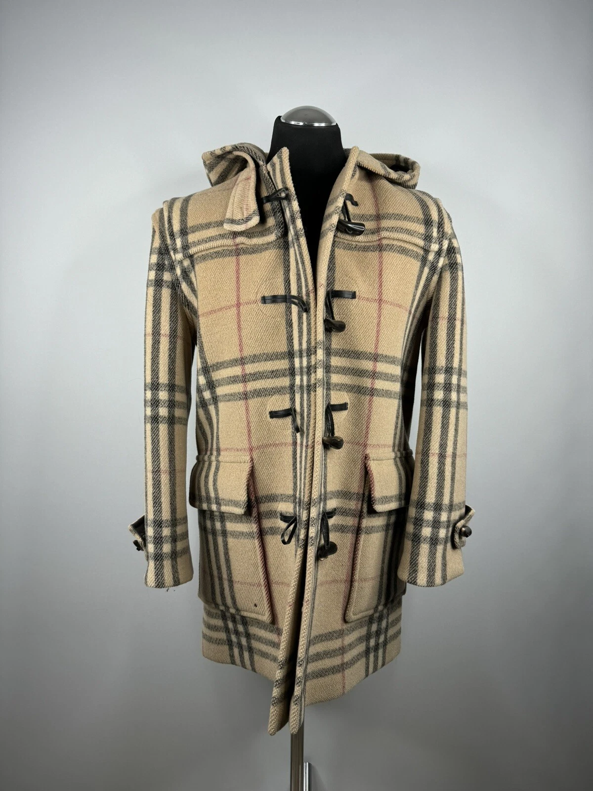 Burberry — Burberry Men's Duffle Coat Jacket Coat Nova Check Beige Size S