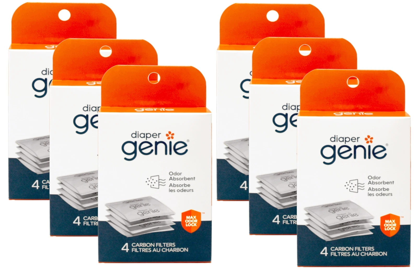 6 Pack Diaper Genie Carbon Filter Diaper Pail Odor Eliminator & Deodorizer 4 Cnt