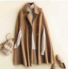 Womens 95% Wool Cloak Coat Ladies Mid Long Cape Woolen Jacket Windbreaker Trench