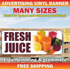 FRESH JUICE Advertising Banner Vinyl Mesh Sign Cups Drinks Healthy Food Farm Bar