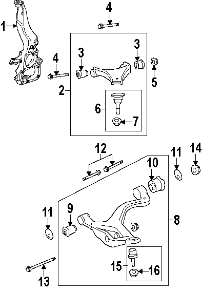 Front Suspension Components Lower Cntrl Arm 10 Diagram