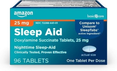 Basic Care Sleep Aid, Doxylamine Succinate Tablets, 25 mg, 96 Count
