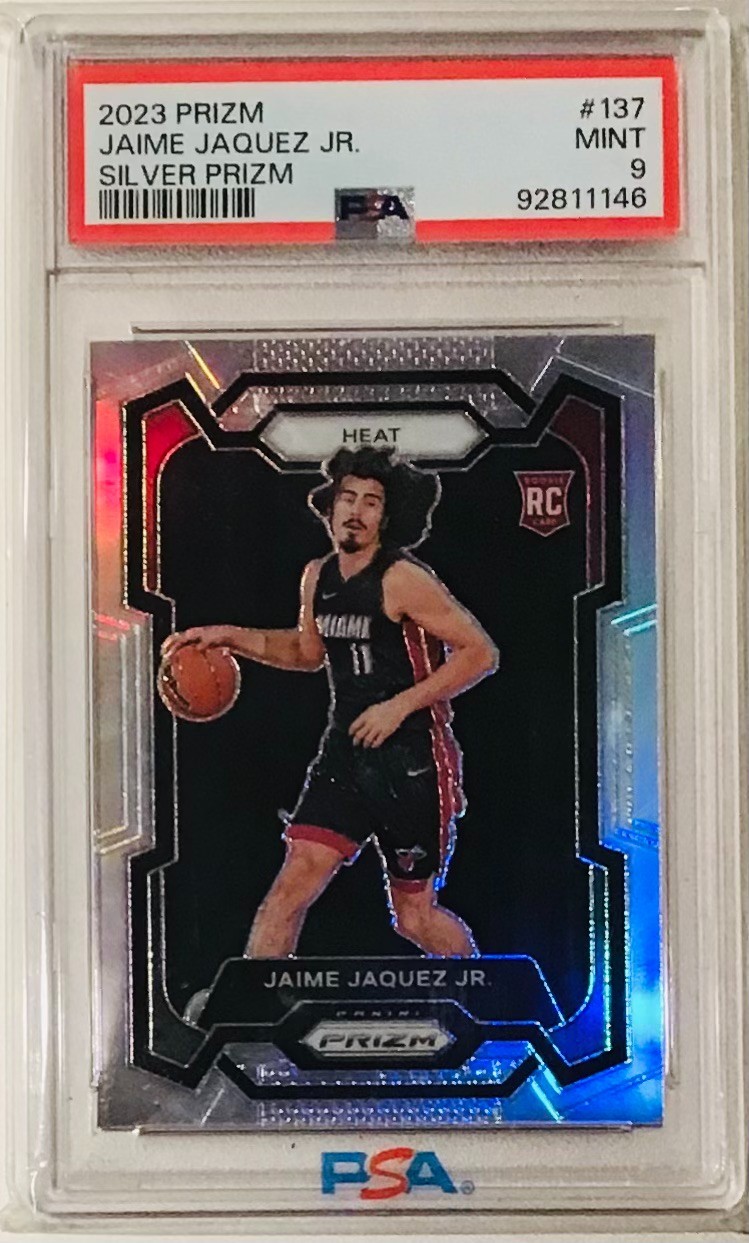 2023 PRIZM JAIME JAQUEZ JR. ROOKIE SILVER PRIZM #137 PSA MINT 9 MIAMI HEAT