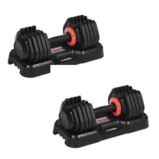 Adjustable 10-in-1 Weight Training dumbbells, 55 lb Max, Anti-Slip Handle, Black