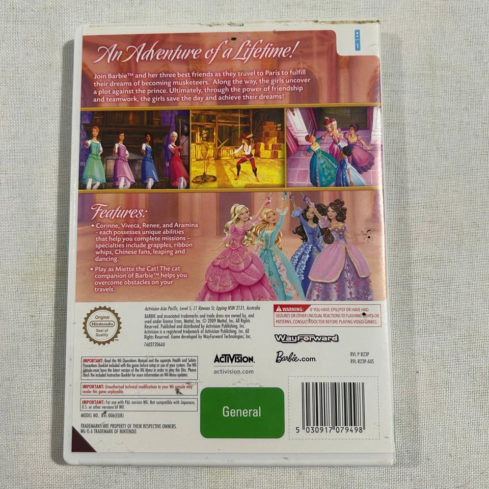 Barbie and the Three Musketeers Wii Game Nintendo 2009 - Image 2 of 4