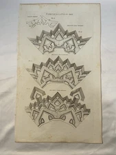 1810s Antique Fortification Copper Engraving Belidor Methods Star Fort Design