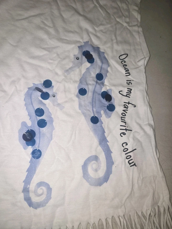 Girls Fringe Shirt Cassual White Top Size Medium 10-12 (From Europe) NEW no Tags - Image 2 of 4