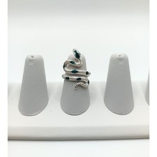 Green Enamel Snake Ring Adjustable Size 6 Alloy Serpent Wrap Unique Fashion