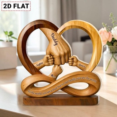 Personalized Dad Holds Kids' Hands Infinity Acrylic Block, Dad and Kids Sign