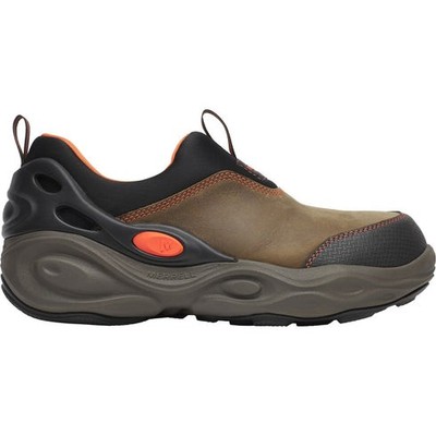 MERRELL WORK Men's Hydro Moc Slip On Composite Toe Work Shoe Brown