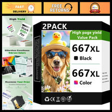 667XL Black  Color Ink Cartridge Combo Pack for HP DeskJet Printers - 2 Pack