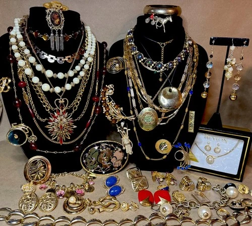 MEGA Vintage Gold-Tone Jewelry Lot ART Coro Trifari Monet Studio Unbranded #02