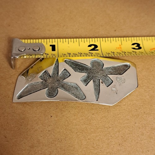GB Sterling Silver 925 Dragonfly Brooch Signed Minimalism Navajo Style - Picture 2 of 7