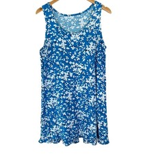 Draper James Blue Floral Ruffle Knit Nightgown Dress Sleep Shirt S M