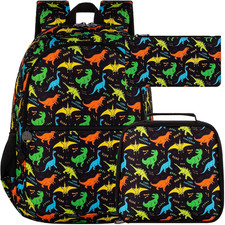 16.5" Dinosaur Backpack for Boys, 3Pcs Kids Backpacks Set for Elementary Prescho