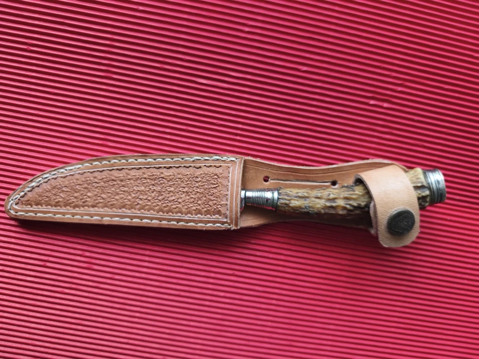 Messer G. Felix Solingen Brotzeit Jagd Fahrten Outdoor  Lederscheide Knife - Bild 4 von 4