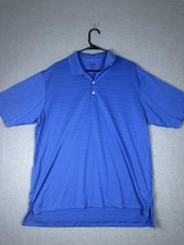 Adidas Golf Polo Shirt Mens Large Blue Performance Athletic Striped Short Sleeve