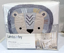 Lambs & Ivy Jungle Safari Nursery Baby Crib Bedding Set, Gray/Tan/White
