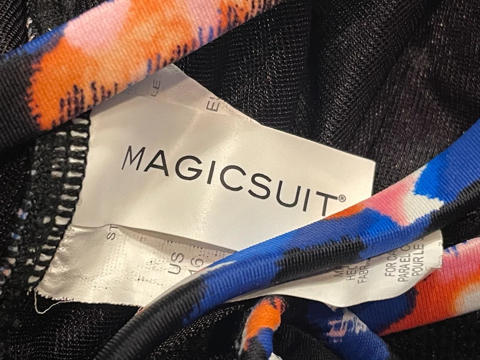 Traje de baño Magicsuit Drew One Piece talla 16 patrón azul naranja NUEVO venta al por menor $162 Foto 3 de 4