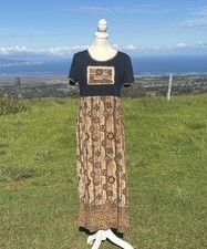 Vintage 90s Lauren Michele black animal print short sleeve pencil Maxi dress S