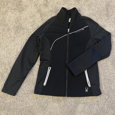 Spyder Core Jacket Womens Large Black Full Zip Pockets Long Sleeve