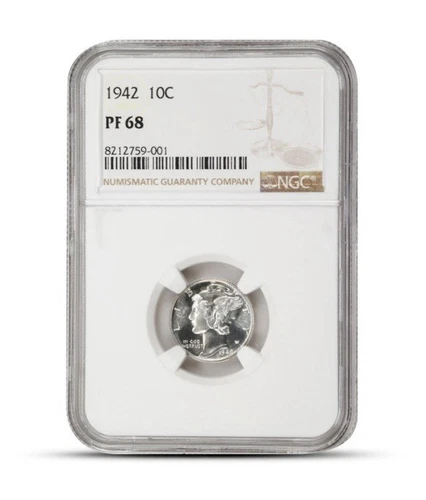 1942 Mercury Dime.  NGC PF-68.  90% Silver.