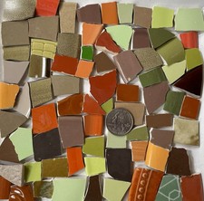 Broken China Mosaic Art Crafts Supplies - Rich Mixed Earth Tone Tiles F444