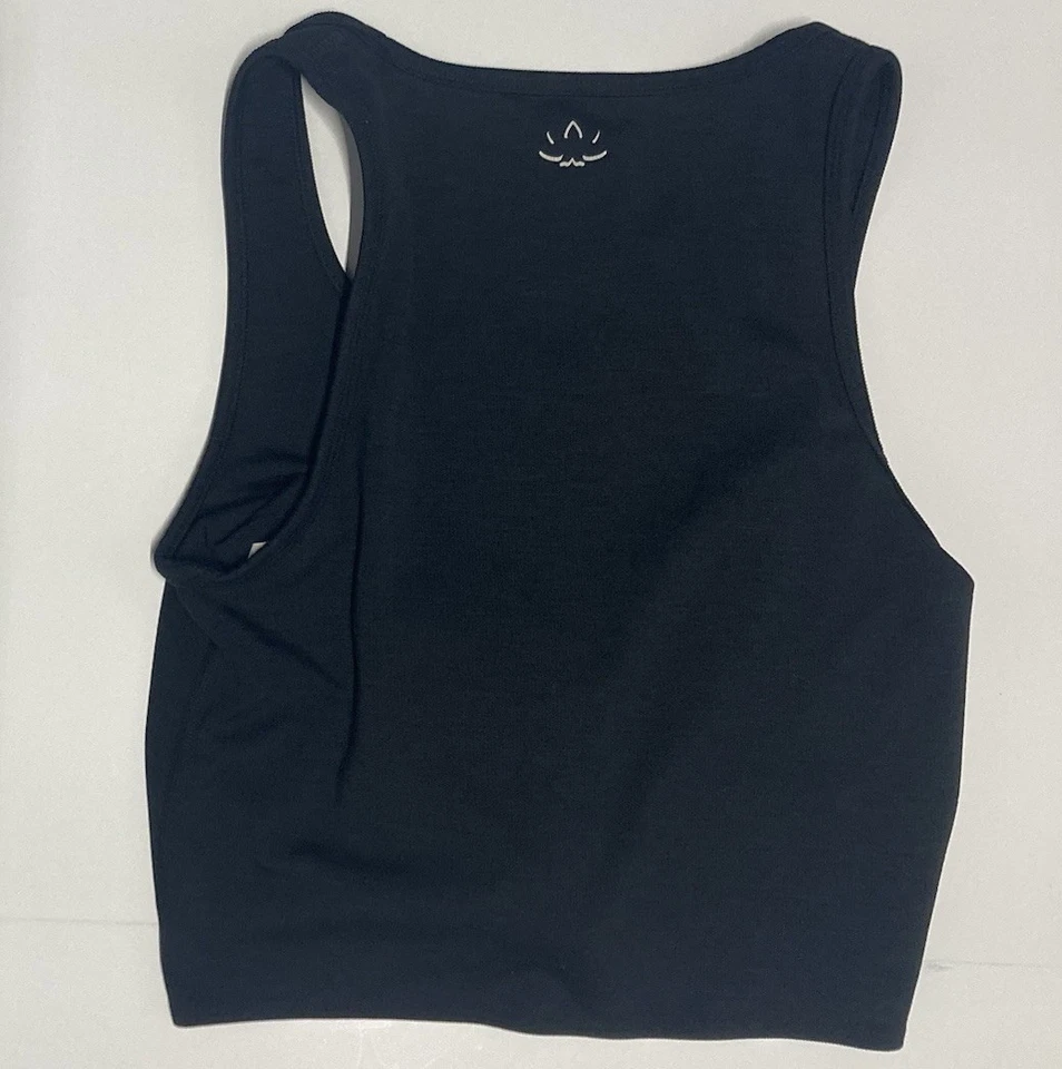 Camiseta sin mangas recortada Beyond Yoga Heather Rib Favorite Lounge negra para mujer pequeña” Foto 3 de 4