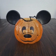 Disney Mickey Mouse Candy Bucket Trick or Treat Pumpkin Halloween Orange S3