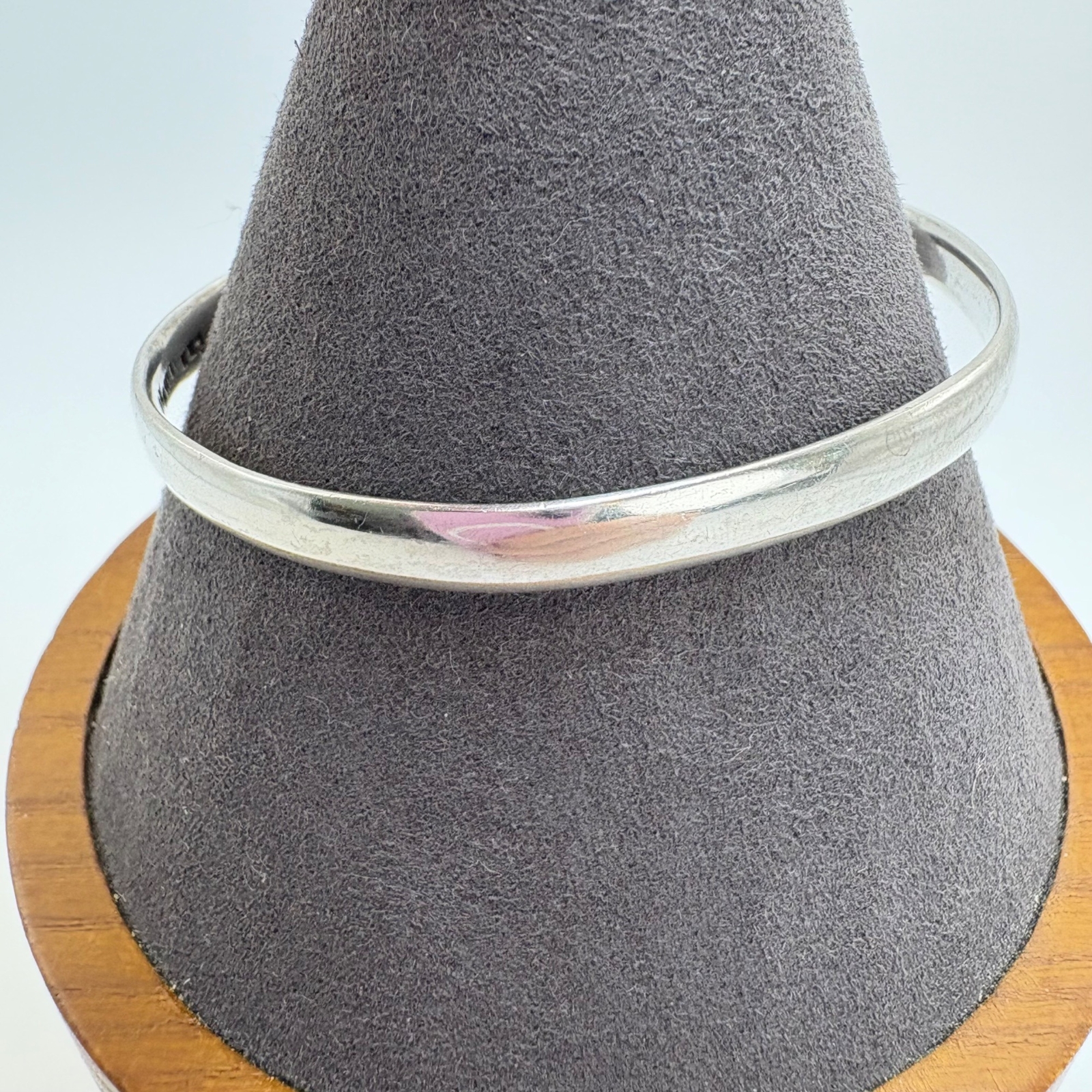 VTG Solid Sterling Silver 925 Rounded Open Cuff B… - image 2