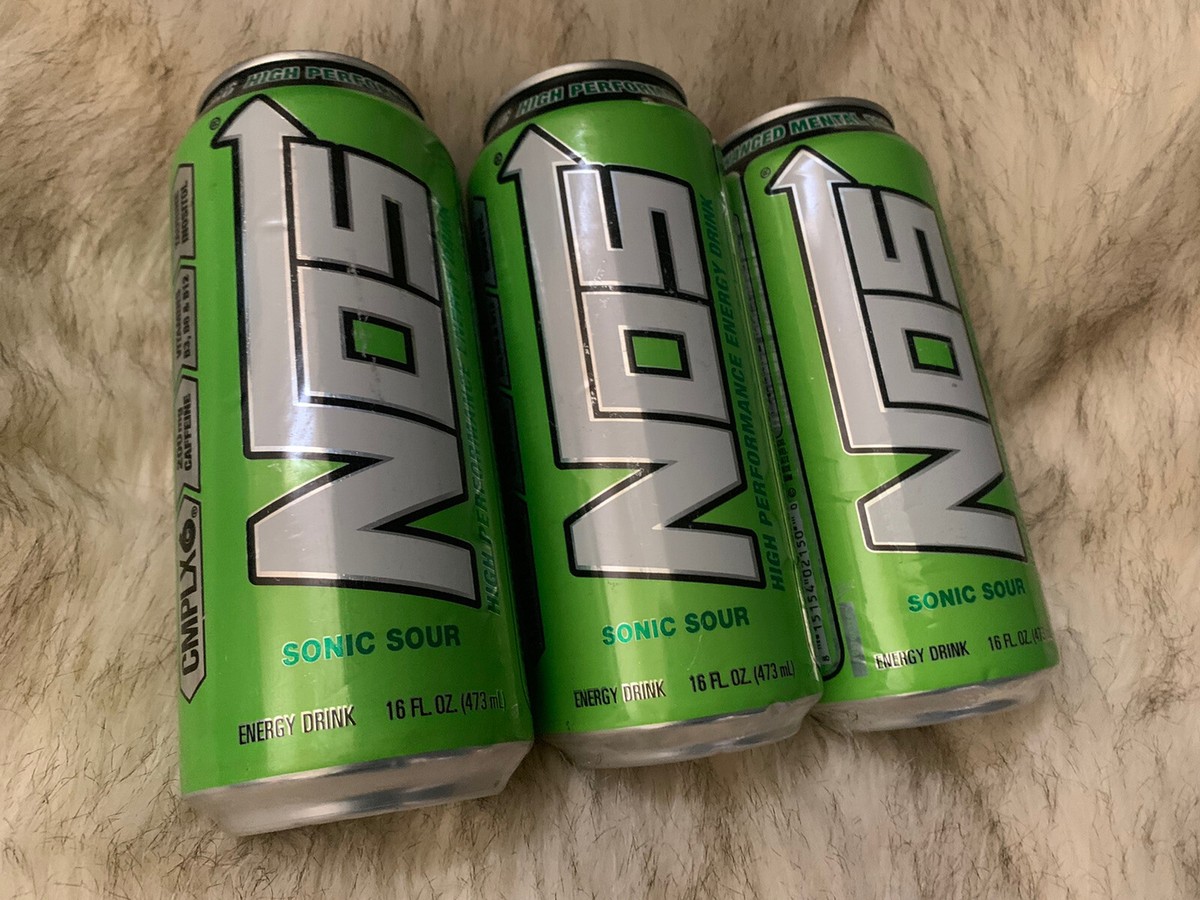 RARE 3 Cans of NOS Nitrous Infused Sonic Sour Energy Drink (16 Oz