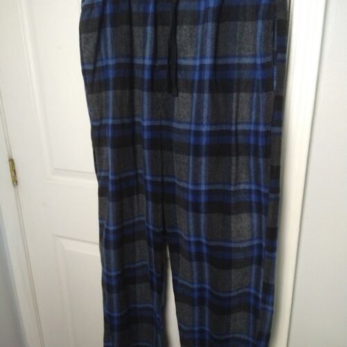 Perry Ellis portfolio men'sXL sleepwear/lounge blue grey black watch plaid