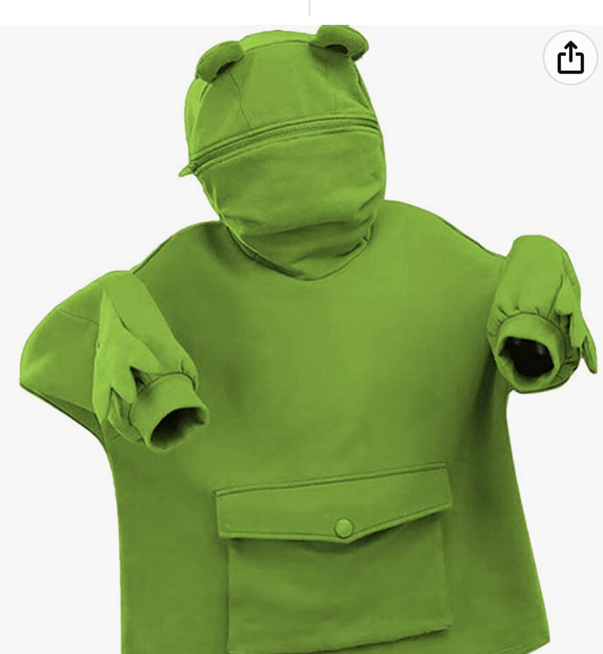 Frog Hoodie Unisex Pullover Sweatshirt With Pocket And Mouth  Zipper*NEW*Cosplay | eBay