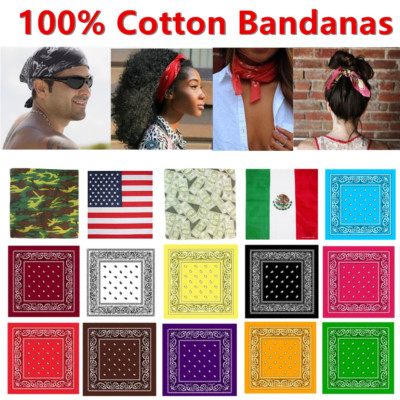 Lot 3 6 12 Wholesale 100% Cotton Bandana Head Wrap Hair Band Respirator Scarf