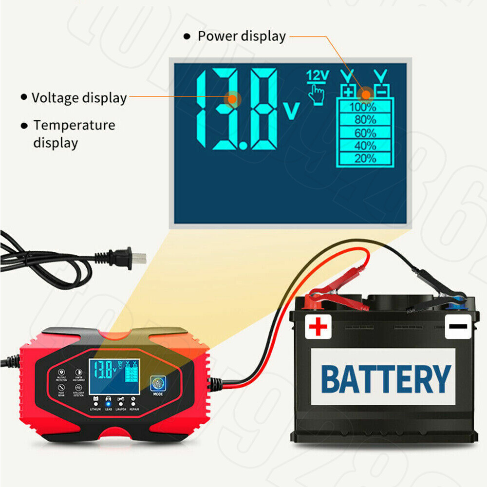 12V 24V Car Battery Charger Lead-acid AGM GEL& Lithium LiFePO4 Battery Repair — image 8