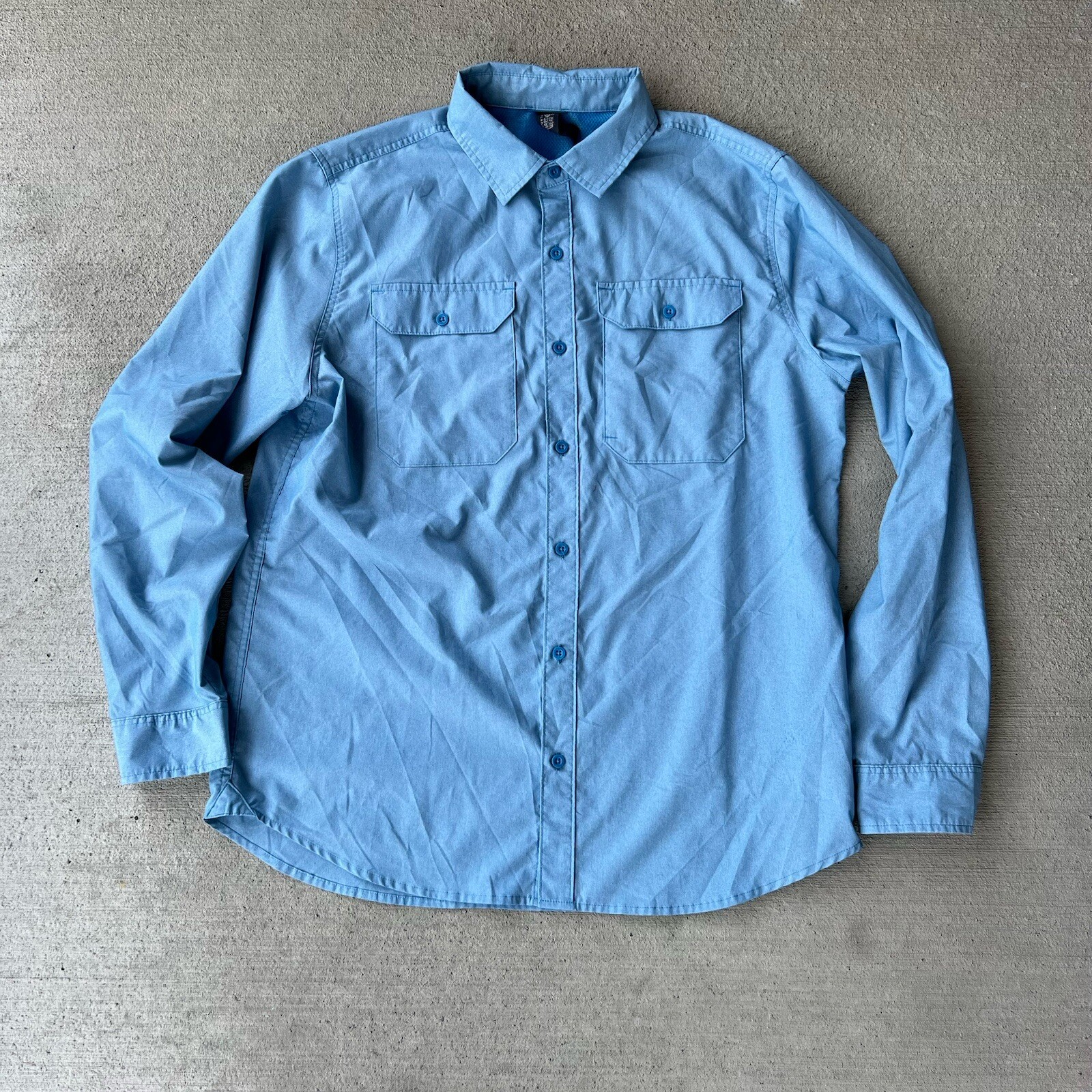 Mountain Hardwear Men's Long Sleeve Button-Up Hiking Shirt Blue Size L