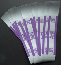 10 - Violet $2,000 Cash Money Self-Sealing Straps Currency Bands 