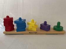 Melissa  Doug Stack  Sort Board Wooden Educational Toy With 15  Wooden Shapes